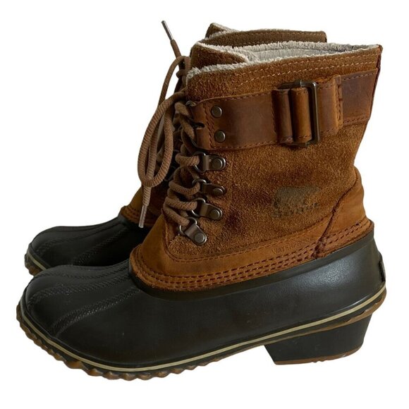 Sorel Fancy Lace II Duck Boots Brown NL2125-286 Women's Size 7, Waterproof Rain - Picture 2 of 16